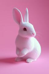 Obraz premium 3D white rabbit isolated on a solid color background
