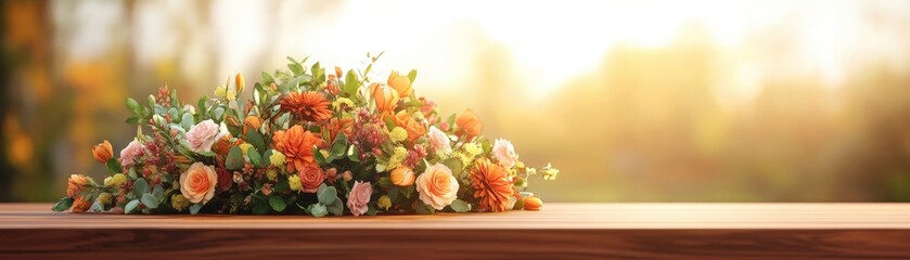 Obraz premium Elegant bouquet of colorful flowers brightening up an office desk with a touch of nature and freshness