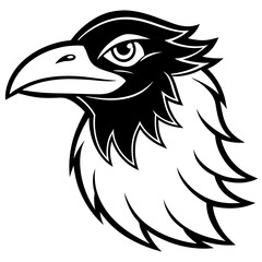 Fototapeta premium a monochrome illustration of a raven's head in profile, featuring a piercing gaze. The artwork highlights the bird's distinctive features, capturing its majestic essence.