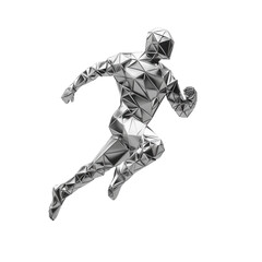 Geometric runner in a dynamic pose on a black background. isolated on white background