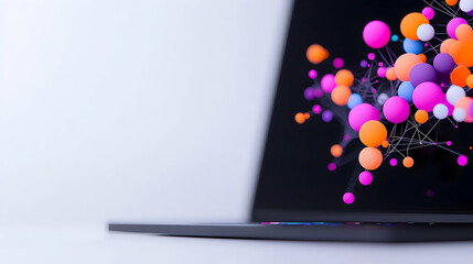 Abstract Colorful Sphere Network on Laptop Screen