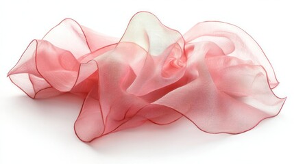 A delicate organza fabric piece with transparency on white.