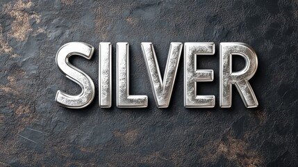 Fototapeta premium 3D Silver Text Effect on Dark Grunge Background, Suitable for Luxury Designs and Metallic Graphics