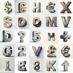 Rustic concrete Lettering Typeface. AI generated illustration