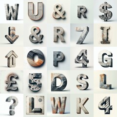 Rustic concrete Lettering Typeface. AI generated illustration