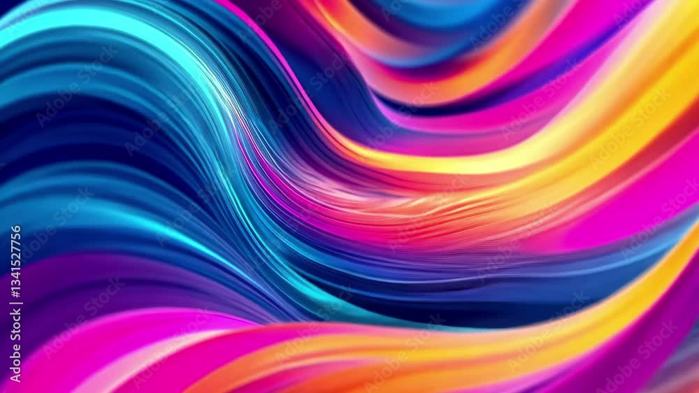 Poster vibrant abstract wave pattern showcasing colorful fluid motion and dynamic texture, animated abstrac