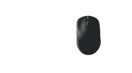 A black computer mouse isolated on white background as transparent PNG.AI GENERATED