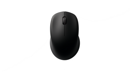 A black computer mouse isolated on white background as transparent PNG.AI GENERATED