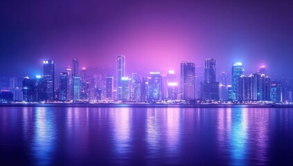 Obraz premium Neon Cityscape: Hong Kong's Dazzling Night