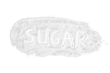 pile sugar with hand-written text 