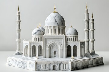 Fototapeta premium The detailed structure of the white mosque building with intricate designs