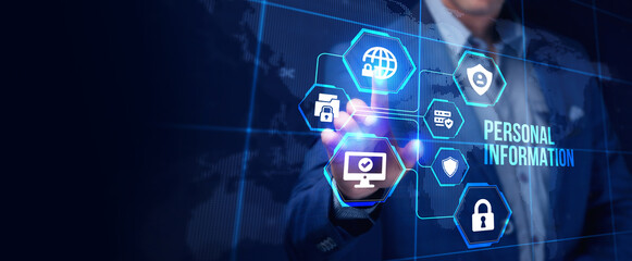 Safety concept: Personal Information on digital background.
