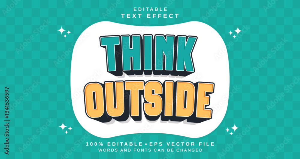 Poster editable text style effect - think outside text style theme.