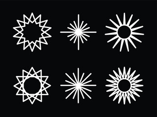 futuristic sparkle icons collection. Set of star shapes. Abstract cool shine effect sign vector design. Templates for design, posters, projects, banners, logo, and business cards