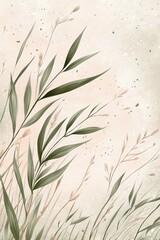 Fototapeta premium Gentle Meadow, Minimalist Watercolor Painting, Soft Pink, Beige, Airy and Serene Nature