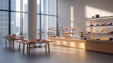 luxury buffet line, 3d illustration