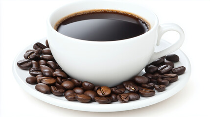 a cup of black coffee, white background, 3d illustration