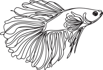 Creative Line Drawing of a Guppy Fish