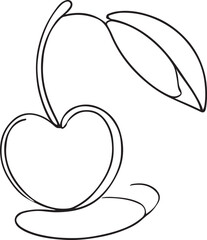 Minimalist Line Art of a Cherry