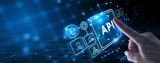 API - Application Programming Interface. Software development tool. Business, modern technology, internet and networking concept.