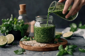 Preparing nutritious green mixture