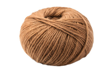 Soft brown woolen yarn isolated on transparent background