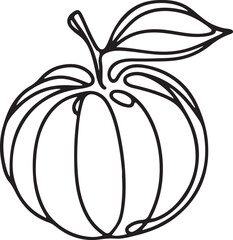 Minimalist Line Art of a Mandarine Fruit