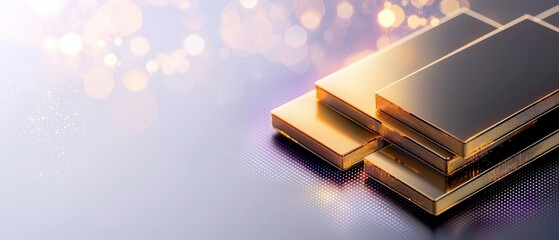 A collection of shimmering gold bars against a soft, glowing background, symbolizing wealth and luxury.