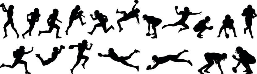 American Football silhouette vector illustration set