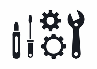 Simple Vector Illustration of Tools and Gears for Repair and Maintenance