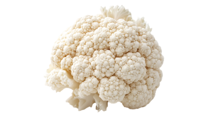 Cauliflower head shows its dense florets and white color