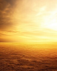 Obraz premium Golden Horizon: A breathtaking capture of the sky merging seamlessly with the ground creating an ethereal, panoramic view, bathed in the radiant glow of a setting sun.