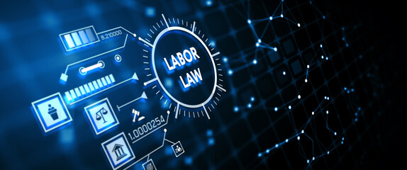 Business, Technology, Internet and network concept. Labor Law Lawyer Legal. 3d illustration