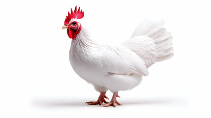 Fototapeta premium White Rooster on White Background