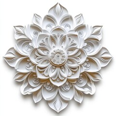 Crafted colorful paper quilling techniques textured layers monochrome mandala, featuring monochrome mandala in crafted colorful paper quilling techniques textured layers, Isolated on white background.