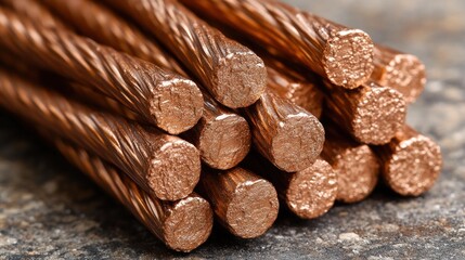 Obraz premium Close-up of copper wires on textured surface