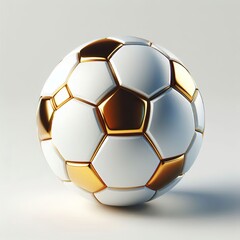 Fototapeta premium A 3d Realistic White and gold soccer ball for sport on a white background