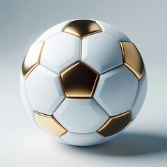 A 3d Realistic White and gold soccer ball for sport on a white background