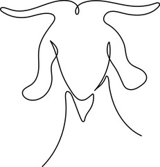 Goat head in one continuous line art drawing style. Minimalist black linear isolated on white background. Capricorn symbol vector illustration. Editable