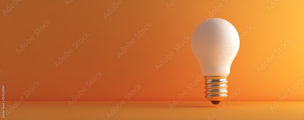 Poster minimalist light bulb against an orange backdrop symbolizing ideas and creativity with a modern touc