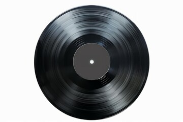 Obraz premium Black vinyl record on solid white background. Neural network AI generated