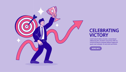 People pointing at giant target. Business opportunity concept. strategy or aiming. business targeting, aiming, focus. Hitting the target. Work problem resolution. Achieving the goal. Vector