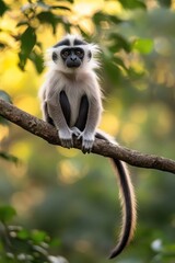 Nilgiri langur sitting on a branch in Biligiriranga forest