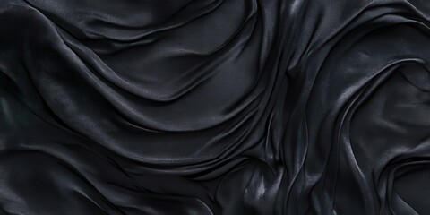 Obraz premium Dark Elegance: A luxurious black silk fabric, elegantly draped and flowing, creates a sense of opulence and sophistication, with a play of light and shadow.