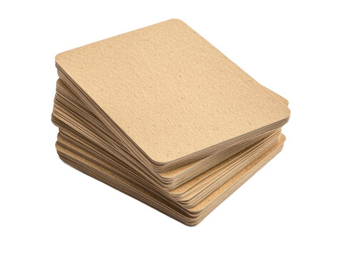 Stack of Blank Craft Paper Cards Ready for Customization or Creative Projects in a Simple and Elegant Brown Texture on a White Background - Powered by Adobe