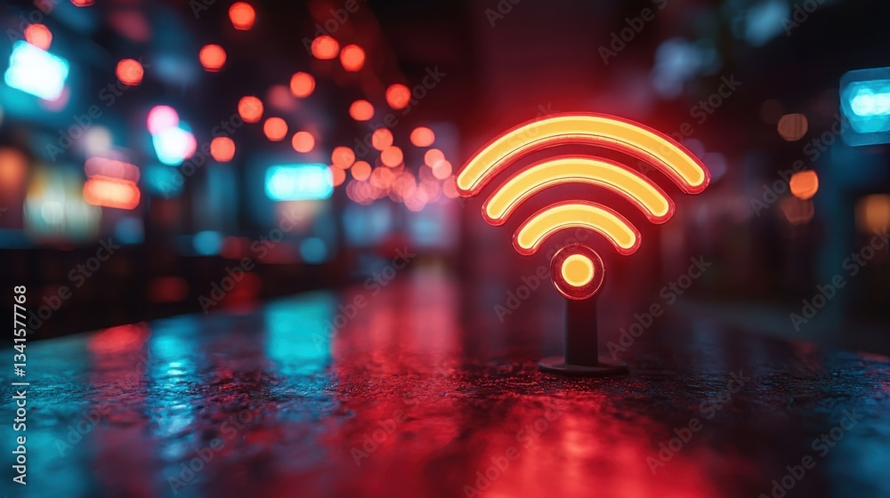 Poster artistic representation of wifi waves radiating from a central point illustrating blockchain-powered