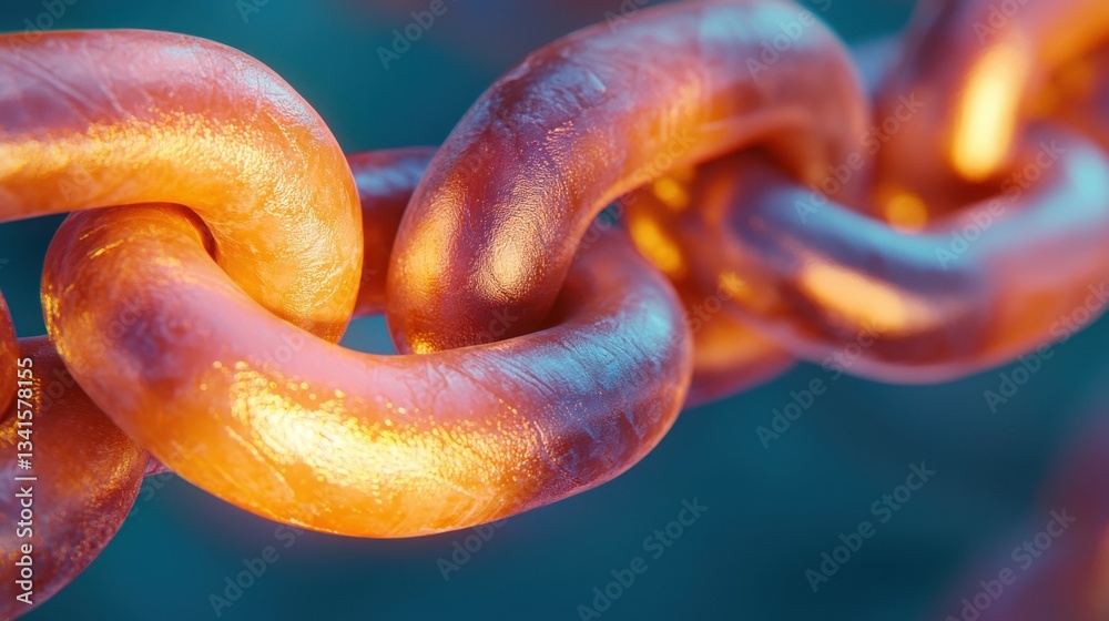 Poster close-up of a strong chain symbolizing the concept of blockchain security and its essential role in 