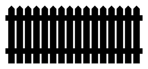 Black fence silhouette isolated on white background