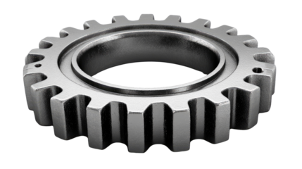 Interlocking steel gears convey mechanical teamwork and industrial power