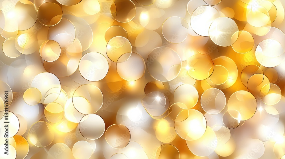 Poster a vibrant abstract background featuring golden and white bokeh circles, perfect for festive themes a